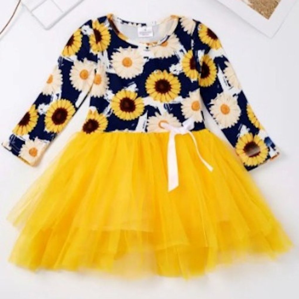 Boutique Sunflower Girls Long Sleeve Tutu Dress